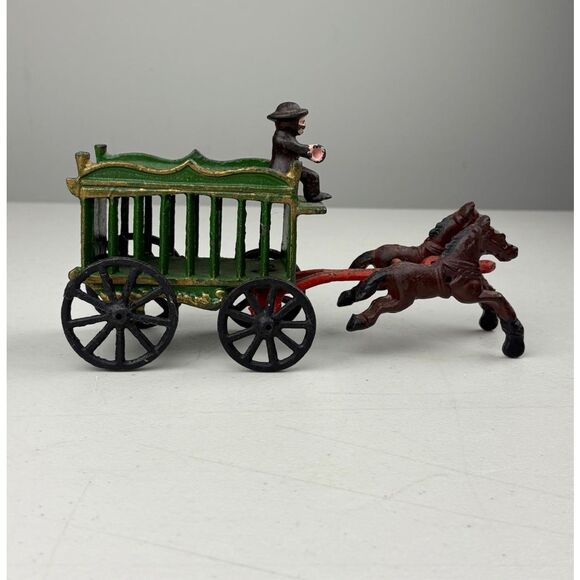 Antique Cast Iron Overland Circus Two Horse Drawn Circus Wagon w/ Driver EW2465 - Picture 1 of 6